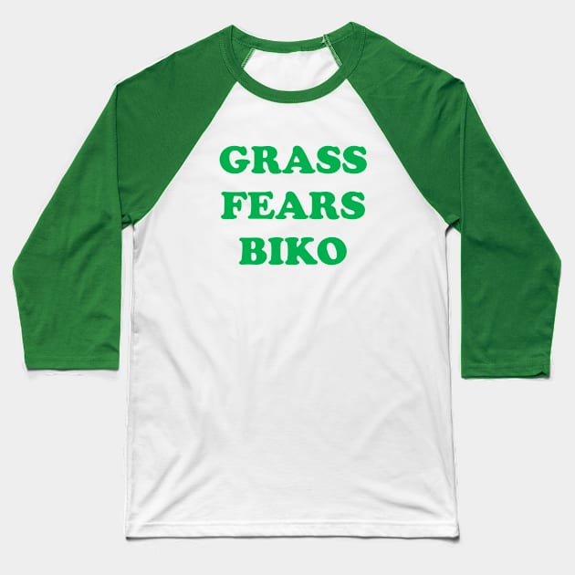 Grass Fears Biko (Green) Baseball T-Shirt by The Young Professor